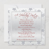 Silver Snowflakes met Red Holiday Party nodigt uit Kaart (Achterkant)