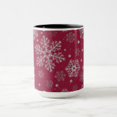 Silver snowflakes on dark red mok (Midden)
