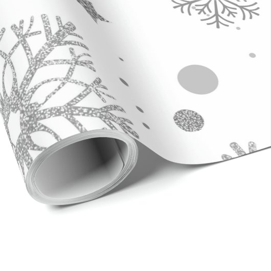 Silver snowflakes on white cadeaupapier (Rol Hoek)