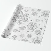 Silver snowflakes on white cadeaupapier (Uitgerold)