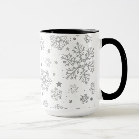 Silver snowflakes on white mok (Rechts)
