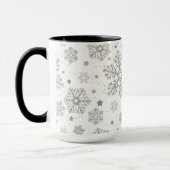 Silver snowflakes on white mok (Links)