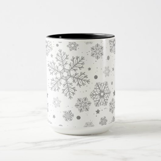 Silver snowflakes on white mok (Midden)