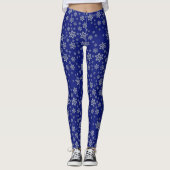 Silver Snowflakes op Blue Winter Leggings (Voorkant)