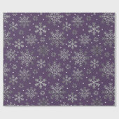 Silver Snowflakes Paarse patroon Cadeaupapier (Vlak)