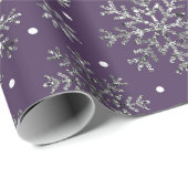 Silver Snowflakes Paarse patroon Cadeaupapier (Rol Hoek)