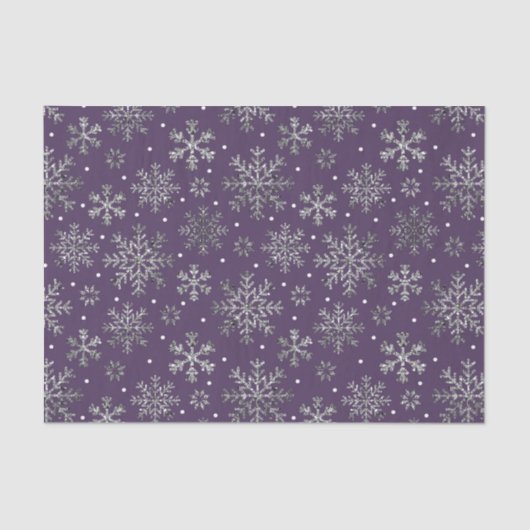 Silver Snowflakes Paarse patroon Tissuepapier (Voorkant)