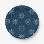 Silver Snowflakes Pattern Blue Paper Bord (Voorkant)