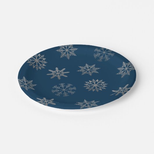 Silver Snowflakes Pattern Blue Paper Bord (Gekanteld)