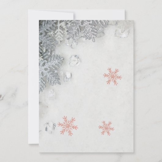 Silver Snowflakes, Pine Cone-kerstparty Kaart (Achterkant)