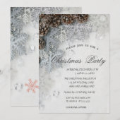 Silver Snowflakes, Pine Cone-kerstparty Kaart (Voorkant / Achterkant)