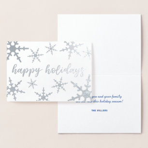Silver Snowflakes Prettige feestdagen Script Folie Kaarten