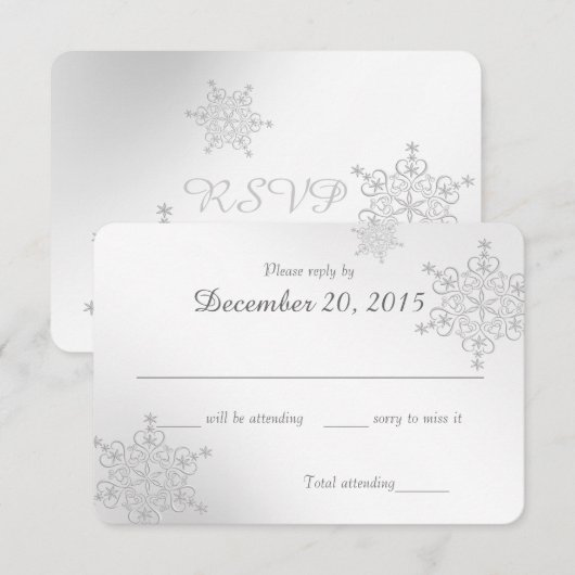 Silver Snowflakes Response Kaart (Voorkant / Achterkant)