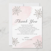 Silver Snowflakes Roze Baby shower Hartelijk dank Kaart (Voorkant)
