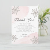 Silver Snowflakes Roze Baby shower Hartelijk dank Kaart (Staand voorkant)