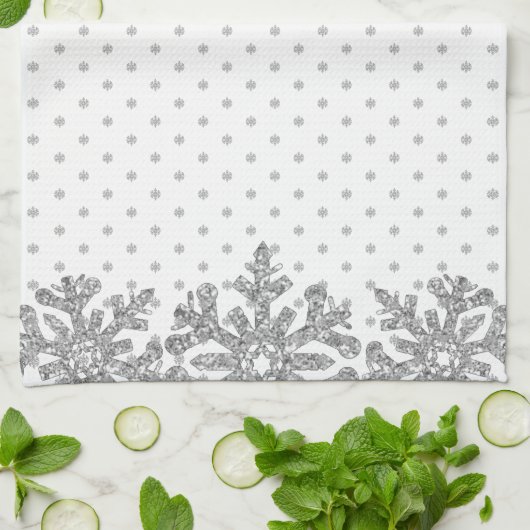 Silver Snowflakes Theedoek (Gevouwen)