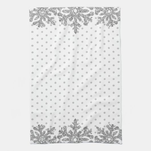 Silver Snowflakes Theedoek (Verticaal)