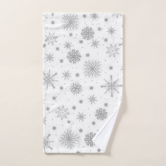 Silver Snowflakes White Design Bad Handdoek (Handdoek)