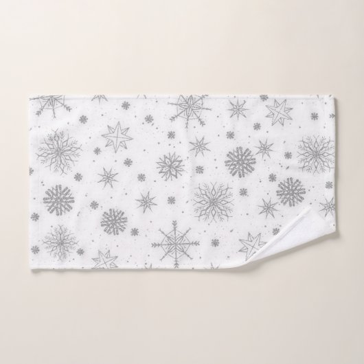Silver Snowflakes White Design Bad Handdoek (Handdoek)