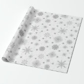 Silver Snowflakes White Design Cadeaupapier (Uitgerold)