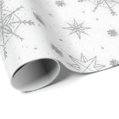 Silver Snowflakes White Design Cadeaupapier (Rol Hoek)
