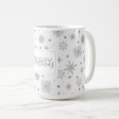 Silver Snowflakes White Design Koffiemok (Voorkant rechts)
