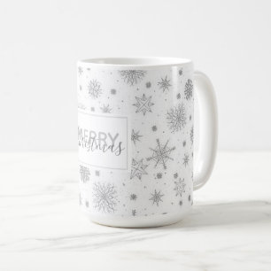 Silver Snowflakes White Design Koffiemok