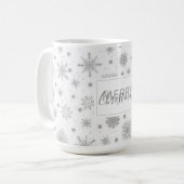 Silver Snowflakes White Design Koffiemok (Voorkant links)