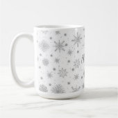 Silver Snowflakes White Design Koffiemok (Links)