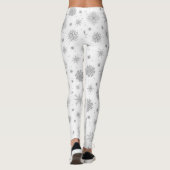Silver Snowflakes White Design Leggings (Achterkant)