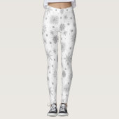 Silver Snowflakes White Design Leggings (Voorkant)