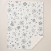 Silver Snowflakes White Design Sherpa Deken (Voorkant)