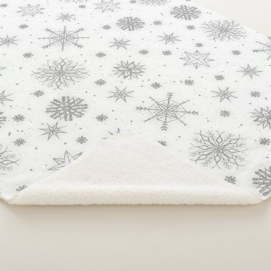 Silver Snowflakes White Design Sherpa Deken (3/4)