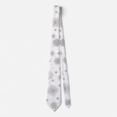Silver Snowflakes White Design Stropdas (Voorkant)