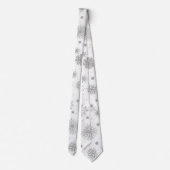 Silver Snowflakes White Design Stropdas (Achterkant)