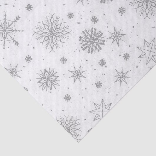 Silver Snowflakes White Design Tissuepapier (Detail)