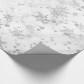 Silver Snowflakes White Marble Wrapping Paper Cadeaupapier (Hoek)