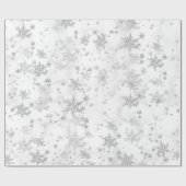 Silver Snowflakes White Marble Wrapping Paper Cadeaupapier (Vlak)
