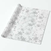 Silver Snowflakes White Marble Wrapping Paper Cadeaupapier (Uitgerold)