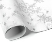 Silver Snowflakes White Marble Wrapping Paper Cadeaupapier (Rol Hoek)