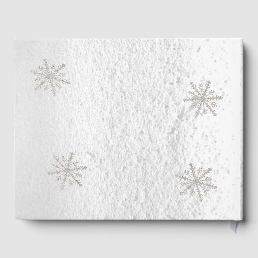 Silver Snowflakes White Snow Baby shower Gastenboek (Achterkant)