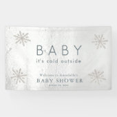 Silver Snowflakes White Snow Baby shower Welkom Spandoek (Horizontaal)