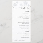 Silver Snowflakes Winter Baby shower Menu (Voorkant)