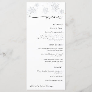 Silver Snowflakes Winter Baby shower Menu