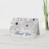 silver snowflakes winter bridal shower Thank You Bedankkaart (Voorkant)