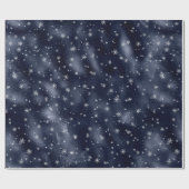 Silver Snowflakes Winter Metallic Blue Kerstmis Cadeaupapier (Vlak)