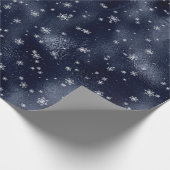 Silver Snowflakes Winter Metallic Blue Kerstmis Cadeaupapier (Hoek)