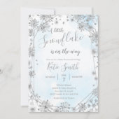 Silver Snowflakes Winter on Way Baby shower I Kaart (Voorkant)