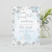 Silver Snowflakes Winter on Way Baby shower I Kaart (Staand voorkant)