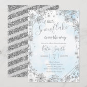 Silver Snowflakes Winter on Way Baby shower I Kaart (Voorkant / Achterkant)